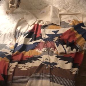 Xl, oversized button down, Aztec top. Never worn